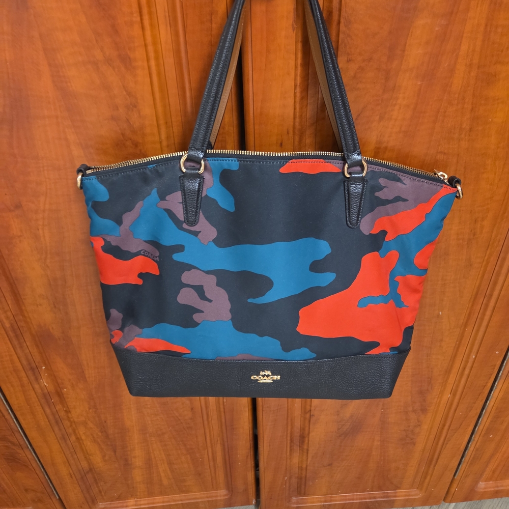 Coach Multicolor Camouflage Tote Bag Retired Rare